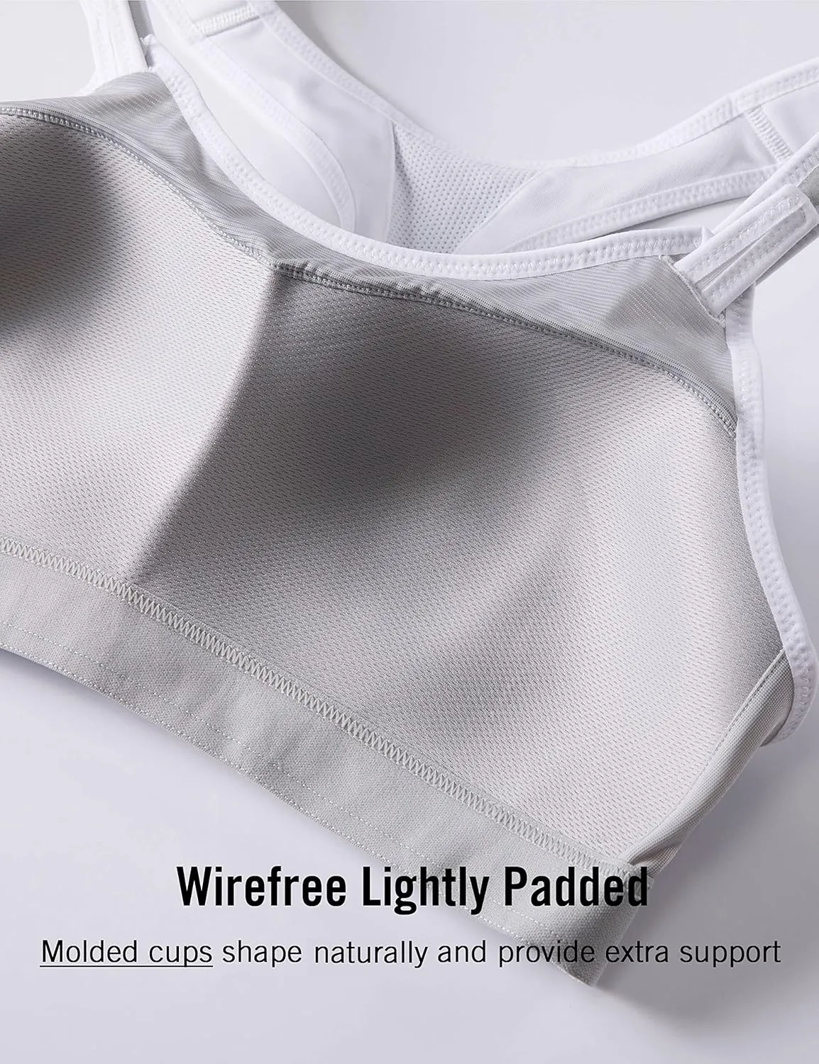 SYROKAN Women's Sports Bra Front Adjustable High Impact Support Padded Wireless Racerback Plus Size Running Bra