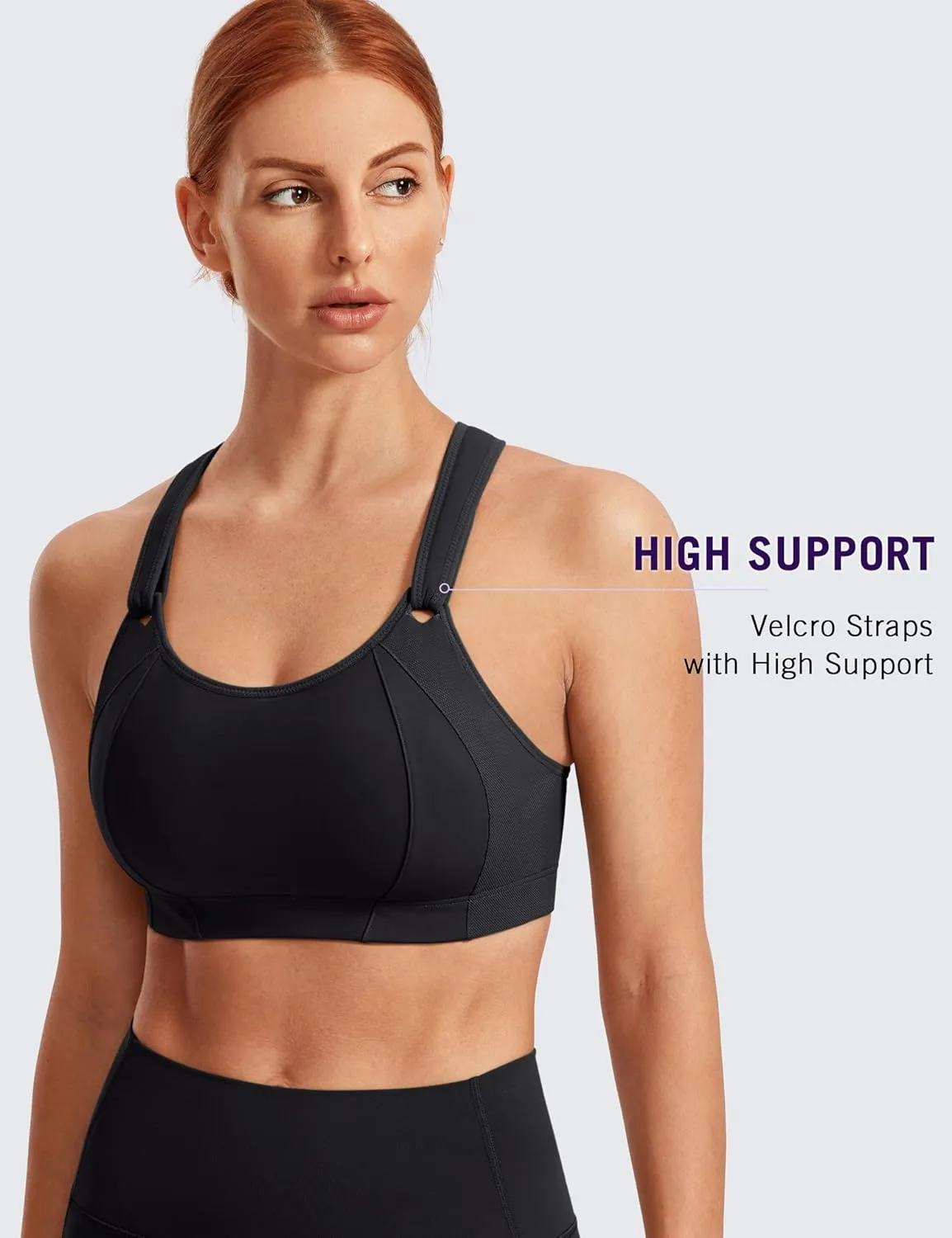 SYROKAN Women's Sports Bra Front Adjustable High Impact Support Padded Wireless Racerback Plus Size Running Bra