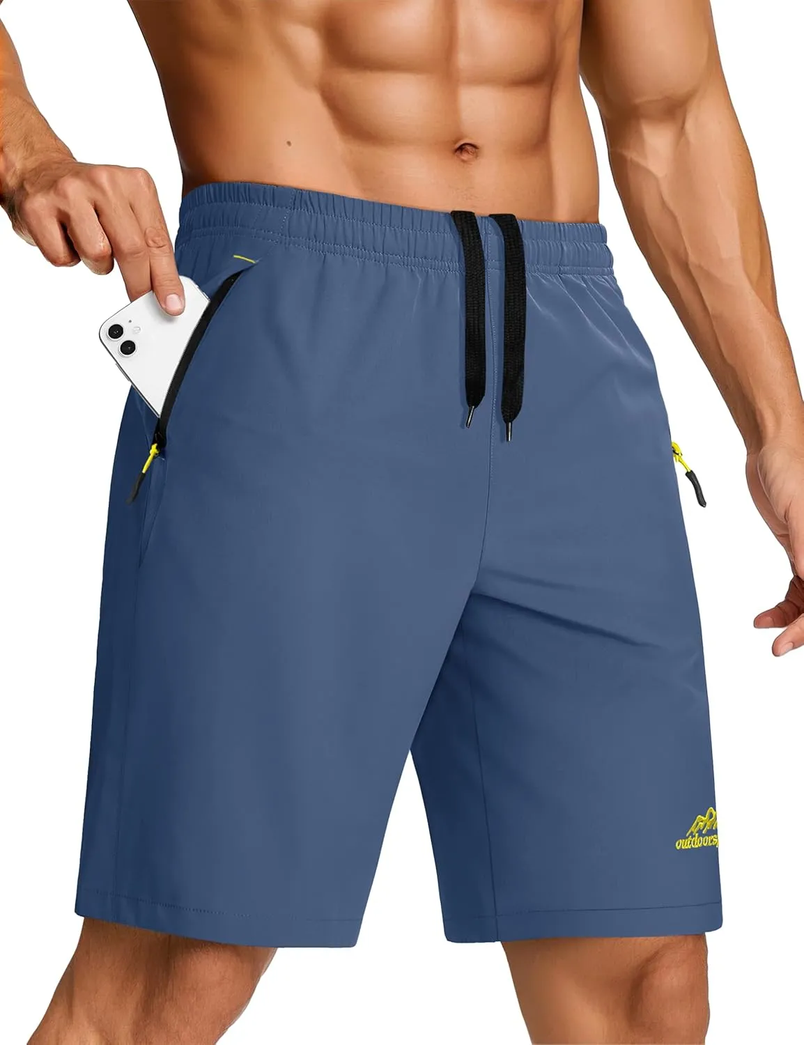 TACVASEN Men's Running Athletic Shorts 9" Quick Dry Workout Gym Shorts Lightweight Summer Shorts 3 Zipper Pockets