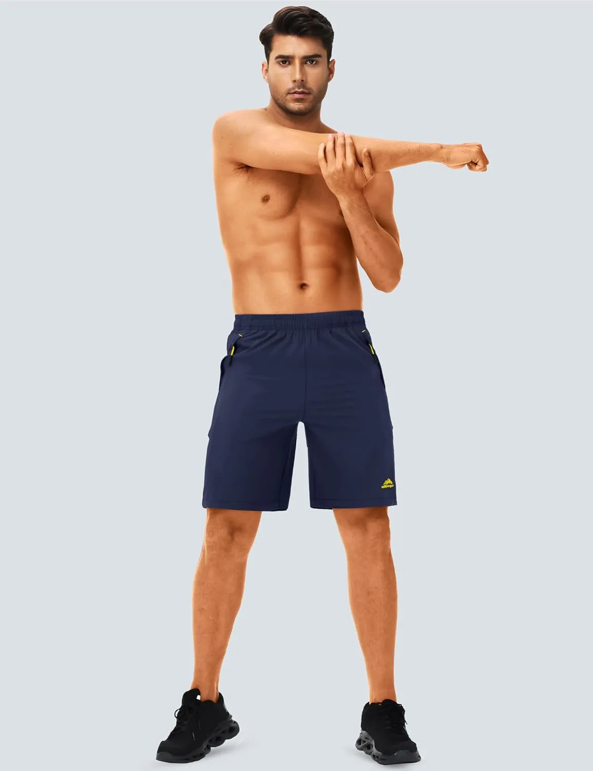 TACVASEN Men's Running Athletic Shorts 9" Quick Dry Workout Gym Shorts Lightweight Summer Shorts 3 Zipper Pockets
