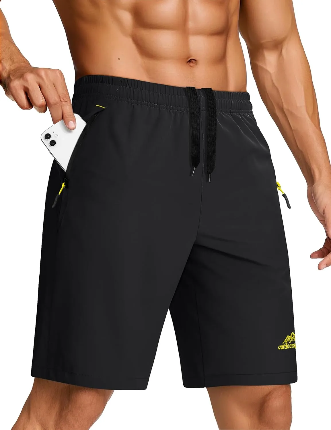 TACVASEN Men's Running Athletic Shorts 9" Quick Dry Workout Gym Shorts Lightweight Summer Shorts 3 Zipper Pockets