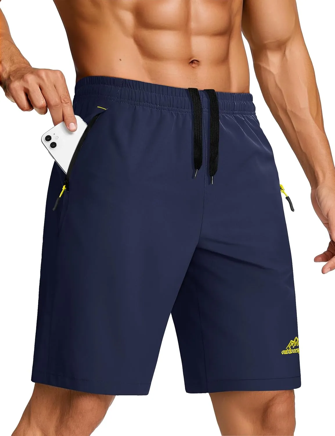 TACVASEN Men's Running Athletic Shorts 9" Quick Dry Workout Gym Shorts Lightweight Summer Shorts 3 Zipper Pockets