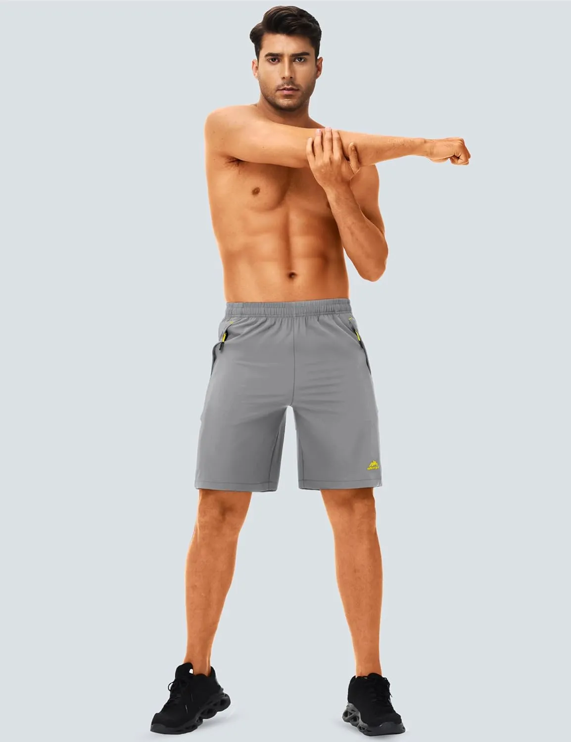 TACVASEN Men's Running Athletic Shorts 9" Quick Dry Workout Gym Shorts Lightweight Summer Shorts 3 Zipper Pockets