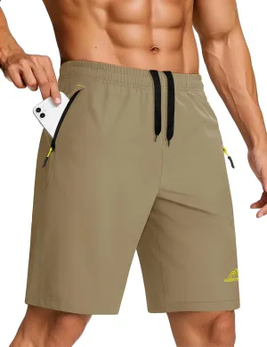 TACVASEN Men's Running Athletic Shorts 9" Quick Dry Workout Gym Shorts Lightweight Summer Shorts 3 Zipper Pockets