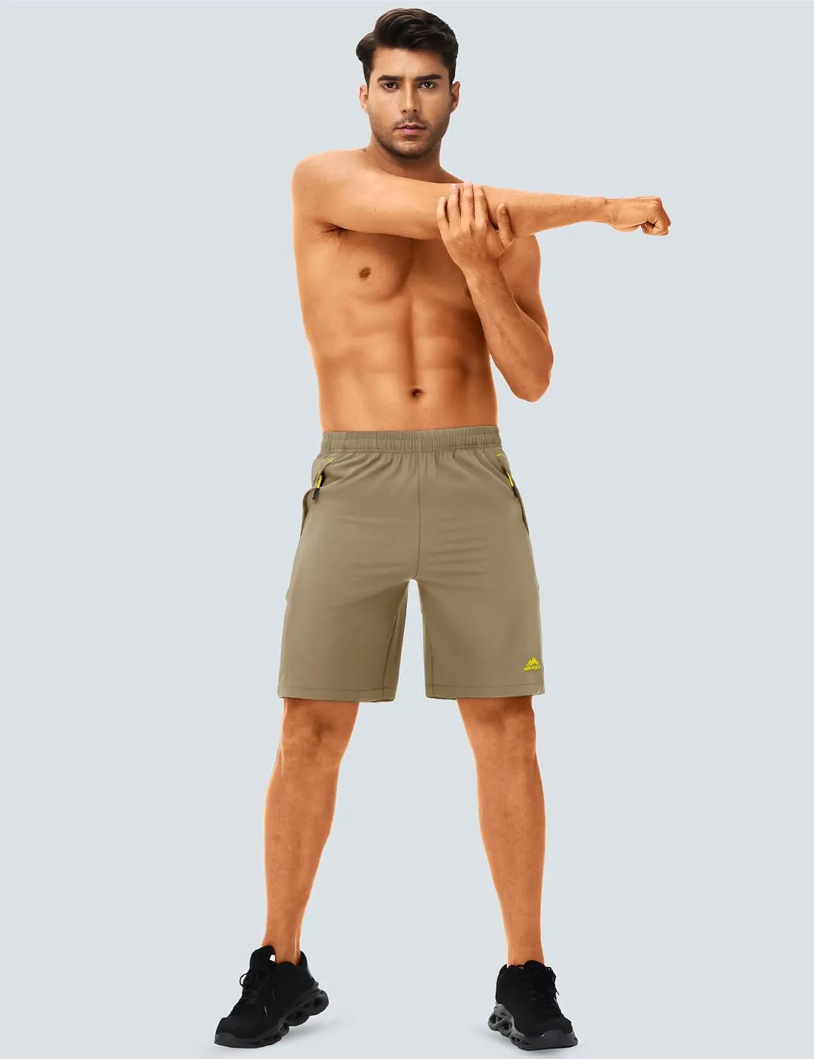 TACVASEN Men's Running Athletic Shorts 9" Quick Dry Workout Gym Shorts Lightweight Summer Shorts 3 Zipper Pockets