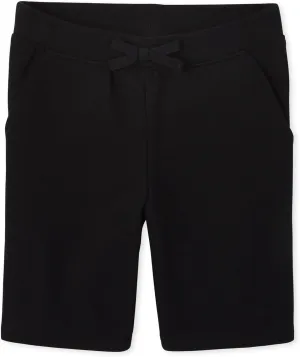 The Children's Place Girls Active French Terry Shorts, Black Single, Small