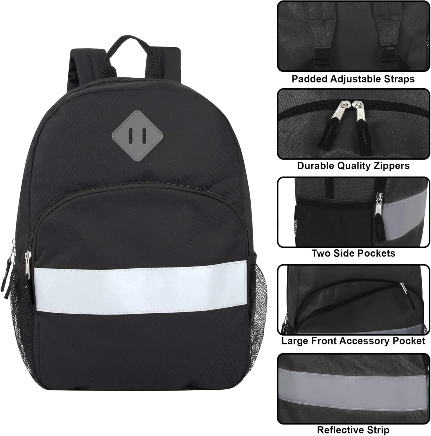 Trail maker Kids Reflective Backpack for School, Colorful Backpack with Reflector Strips, Side Pocket, Padded Straps