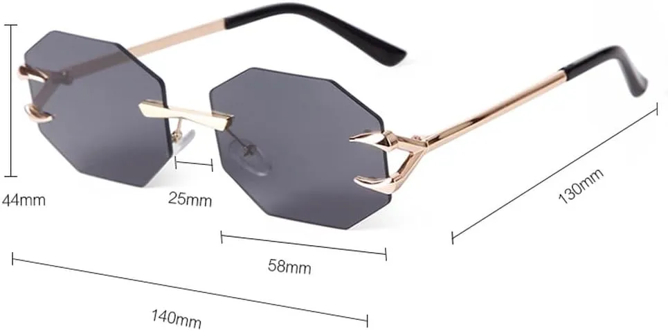 Trend Rimless Polygon Sunglasses Men Metal Fashion Sun Glasses for Women Gradient Lens Frameless Shades Eyewear UV