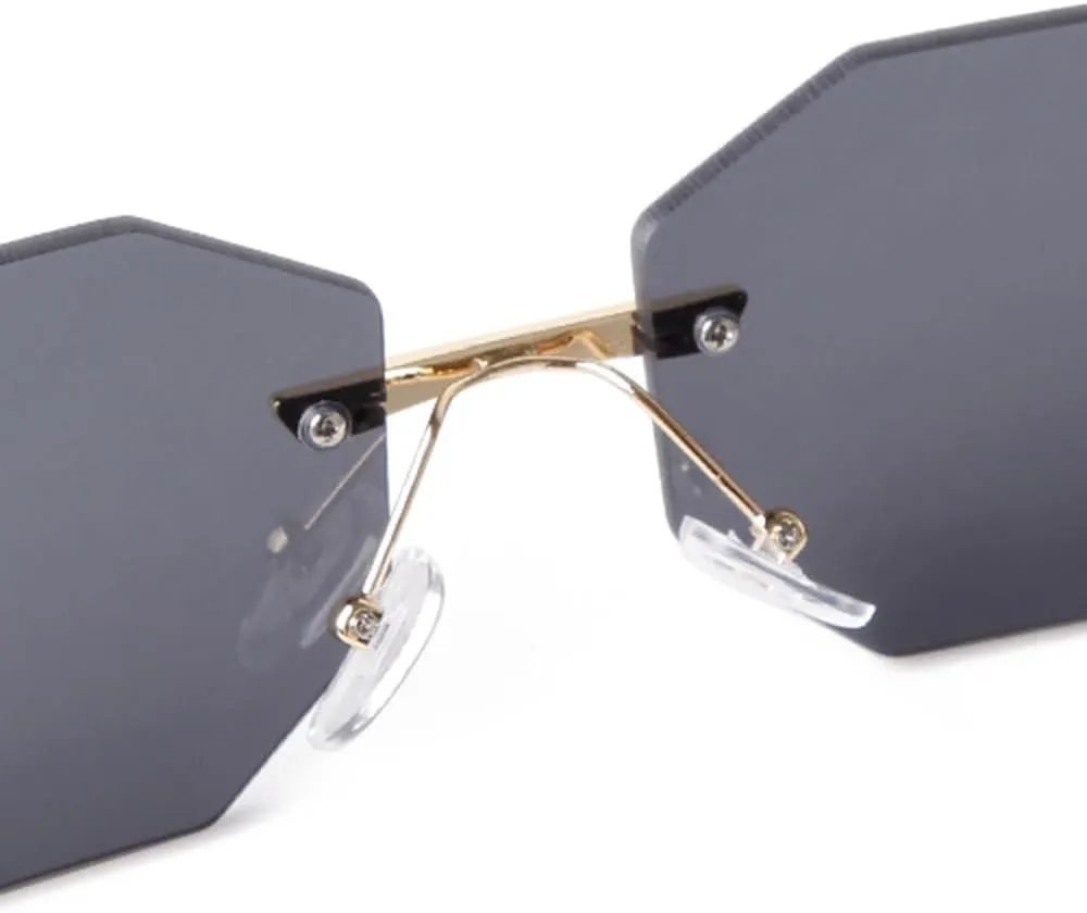 Trend Rimless Polygon Sunglasses Men Metal Fashion Sun Glasses for Women Gradient Lens Frameless Shades Eyewear UV