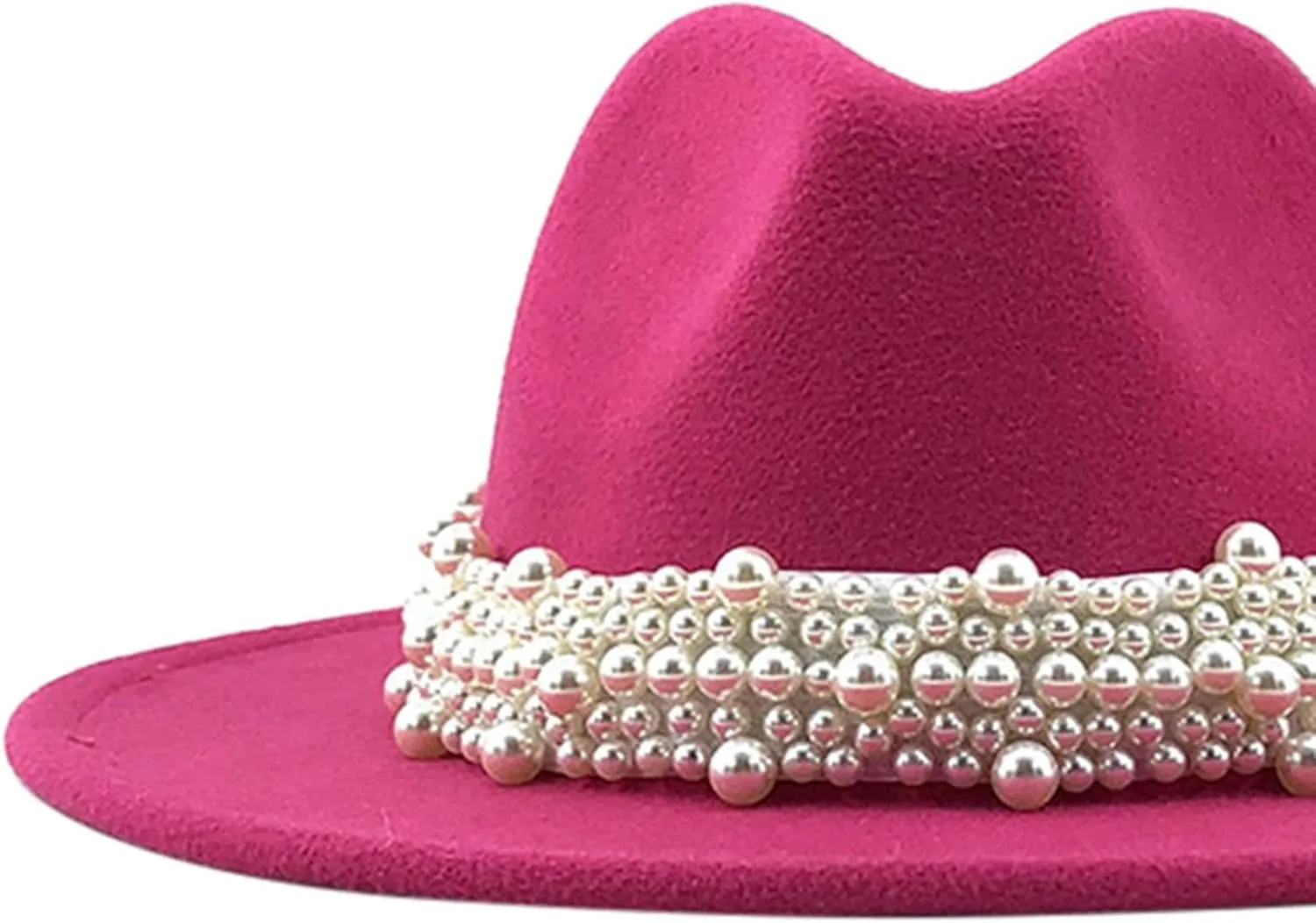 Trendy Hat Casual Men Women Pearled Wide Hat Cashmere Spring, Fall, Winter Travel Bowler Dress Hat