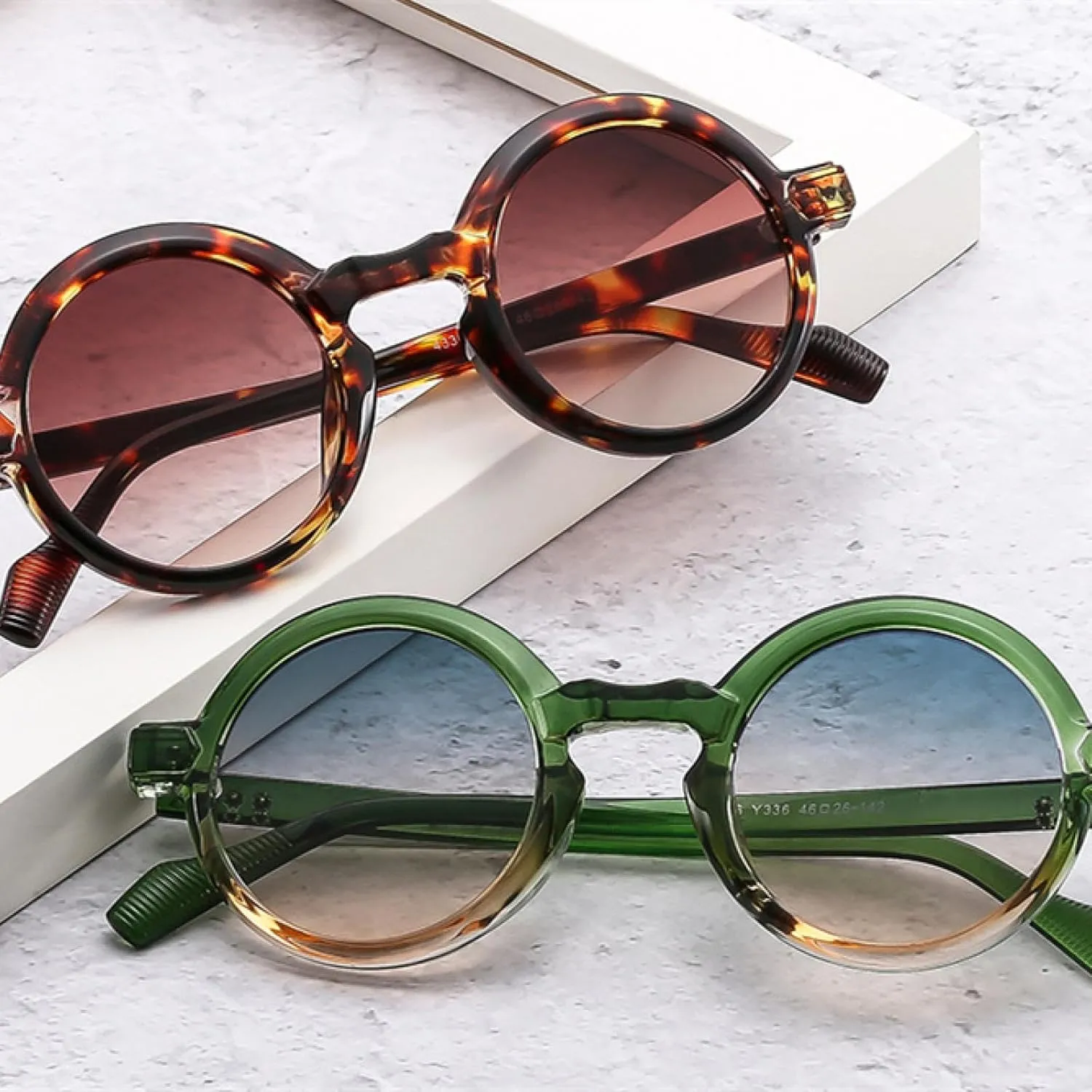 Trendy Round Punk Sunglasses for Women Outdoors Luxury Gradient Lens Uv400