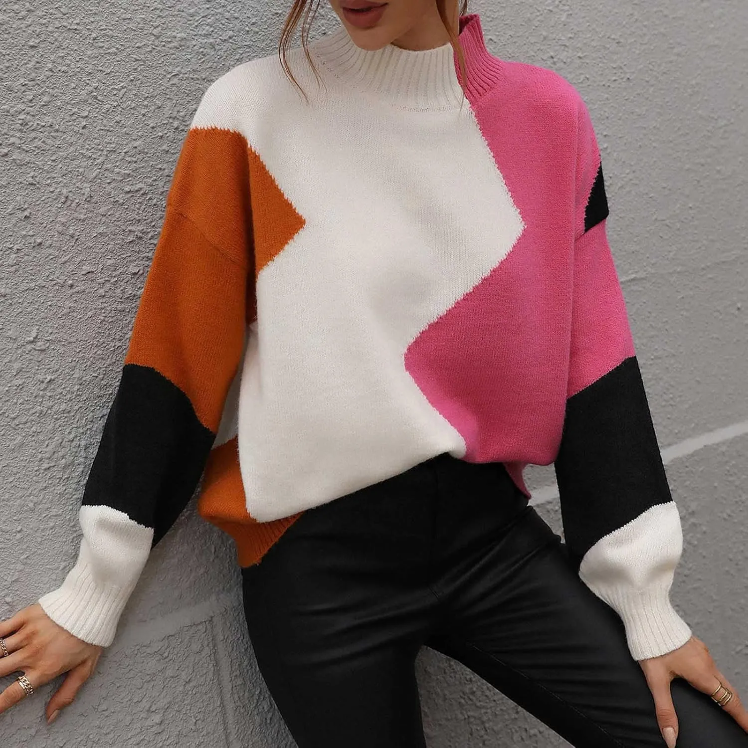tuduoms Women's Oversized Cozy Turtleneck Sweater Chunky Long Sleeve Loose Casual Pullover Slouchy Knit Jumper Tunic Tops