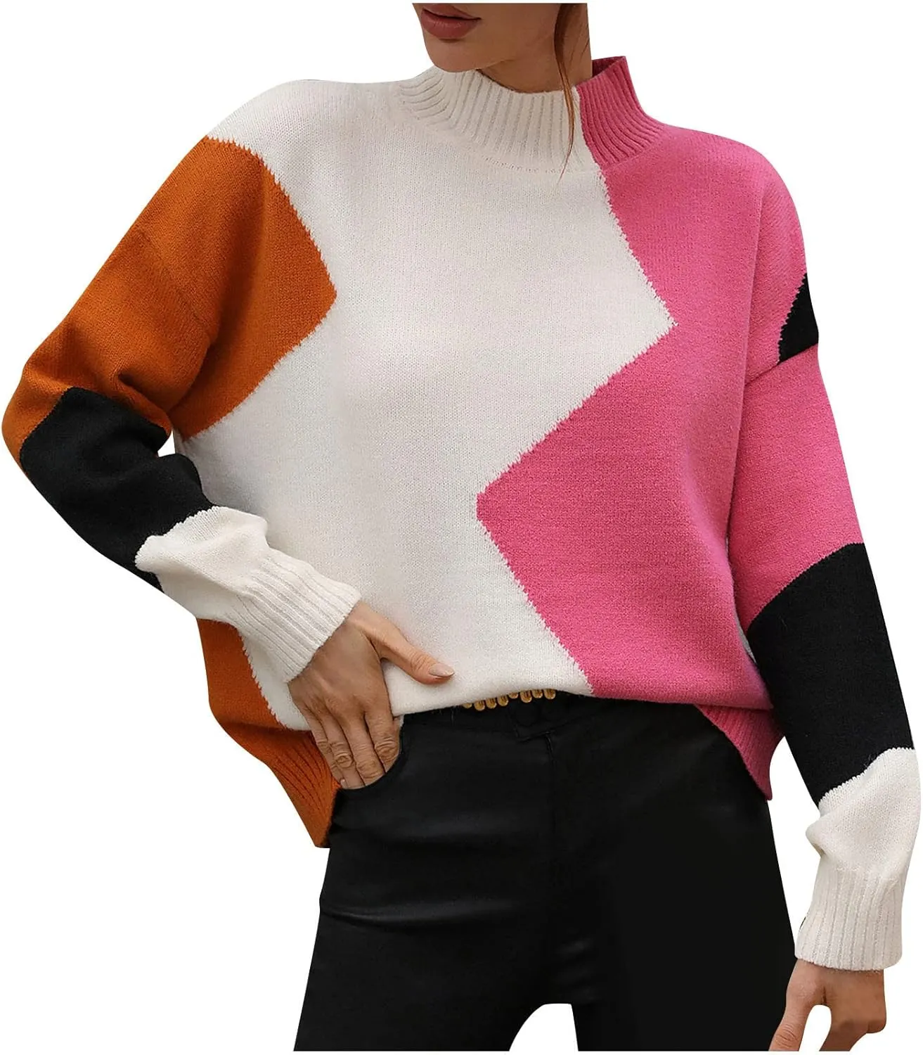 tuduoms Women's Oversized Cozy Turtleneck Sweater Chunky Long Sleeve Loose Casual Pullover Slouchy Knit Jumper Tunic Tops