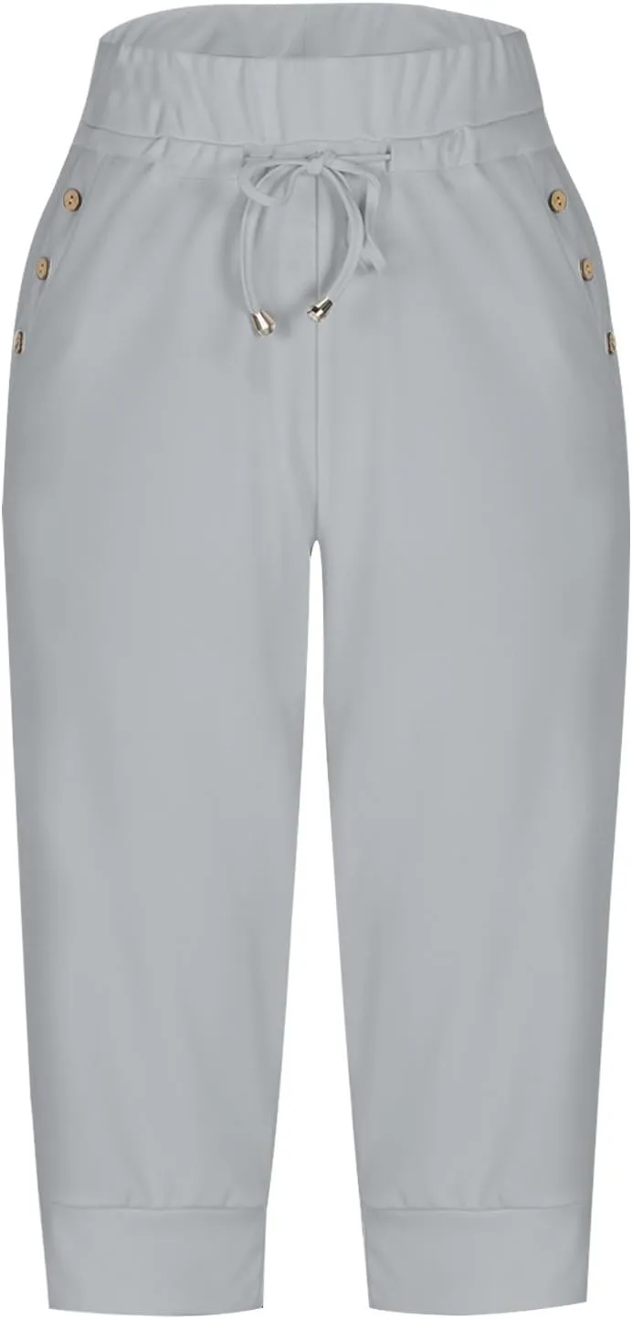 TUNUSKAT Womens Capri Sweatpants Lounge Cropped Joggers High Waisted Running Hiking Capris Stretch 3/4 Yoga Pants with Pocket