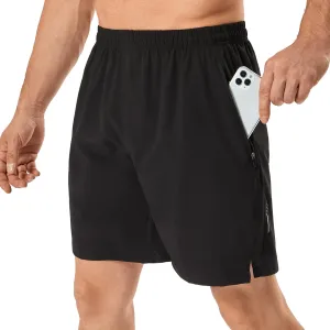 urbciety Men's Quick Dry Running Shorts Zipper Pockets Athletic Gym Shorts Workout Jogging Quick-Dry Drawstrings 7 Inch