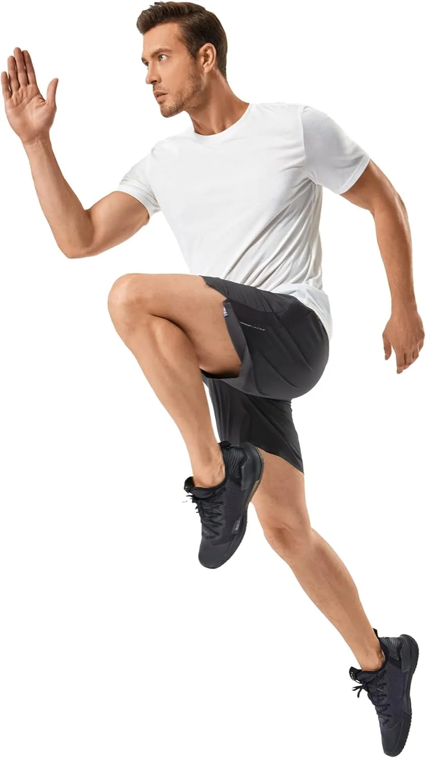 urbciety Men's Quick Dry Running Shorts Zipper Pockets Athletic Gym Shorts Workout Jogging Quick-Dry Drawstrings 7 Inch