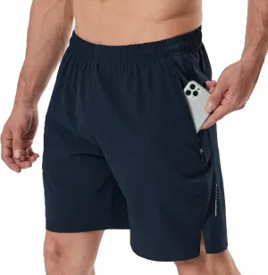 urbciety Men's Quick Dry Running Shorts Zipper Pockets Athletic Gym Shorts Workout Jogging Quick-Dry Drawstrings 7 Inch