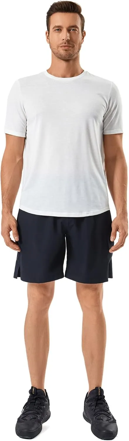 urbciety Men's Quick Dry Running Shorts Zipper Pockets Athletic Gym Shorts Workout Jogging Quick-Dry Drawstrings 7 Inch