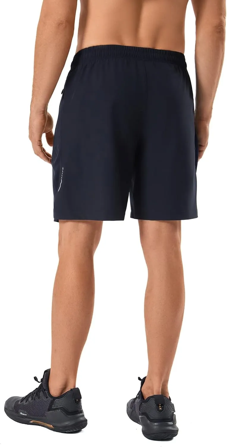 urbciety Men's Quick Dry Running Shorts Zipper Pockets Athletic Gym Shorts Workout Jogging Quick-Dry Drawstrings 7 Inch