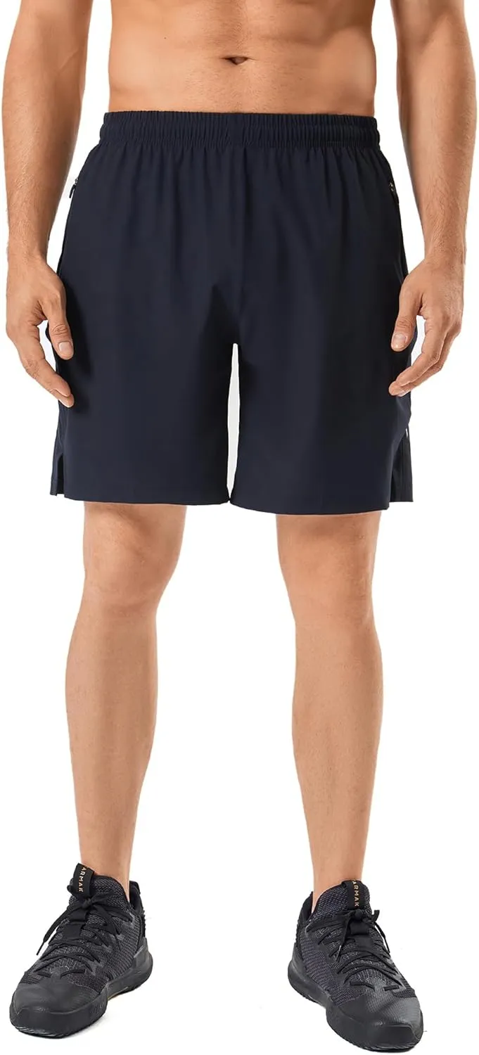 urbciety Men's Quick Dry Running Shorts Zipper Pockets Athletic Gym Shorts Workout Jogging Quick-Dry Drawstrings 7 Inch