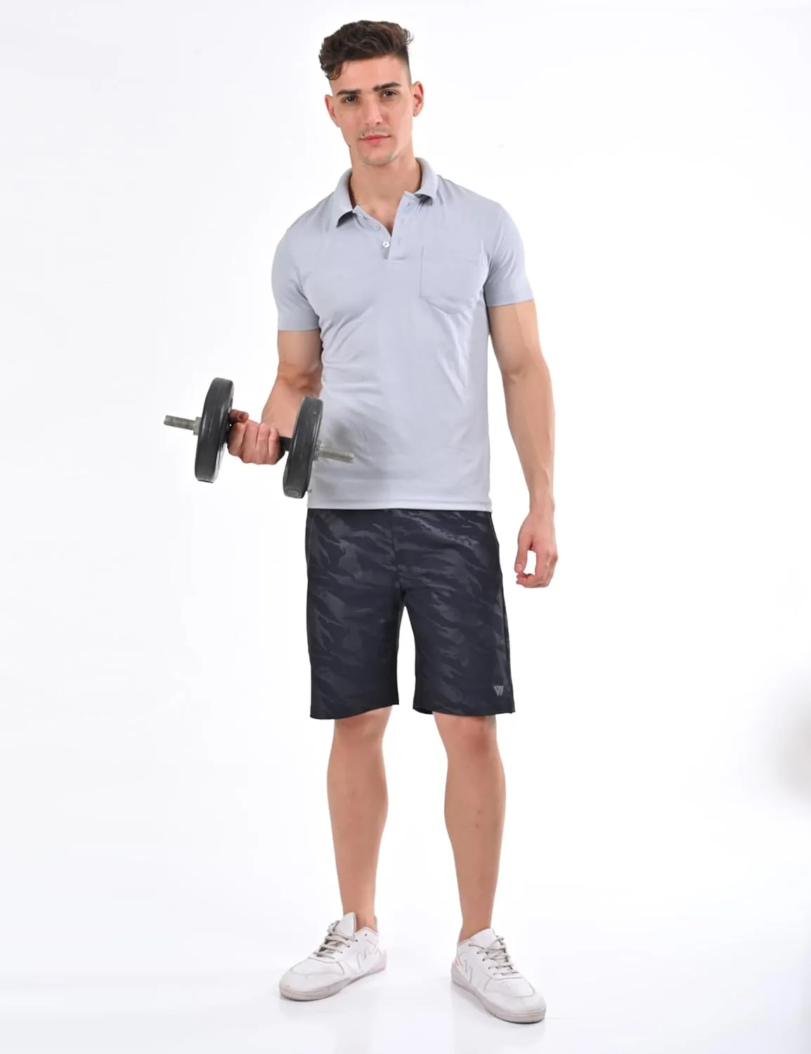 VIROH Men's Camouflage Athletic Shorts with Quick-Dry Fabric, Zipper Pockets, Shorts
