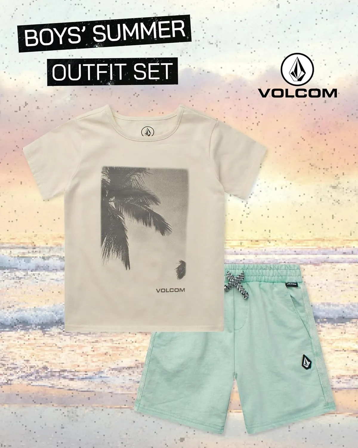 Volcom Toddler Boy Shorts Set - 2 Piece Short Sleeve Graphic Tees and Shorts for Boys - Toddler & Little Boys Summer Outfits