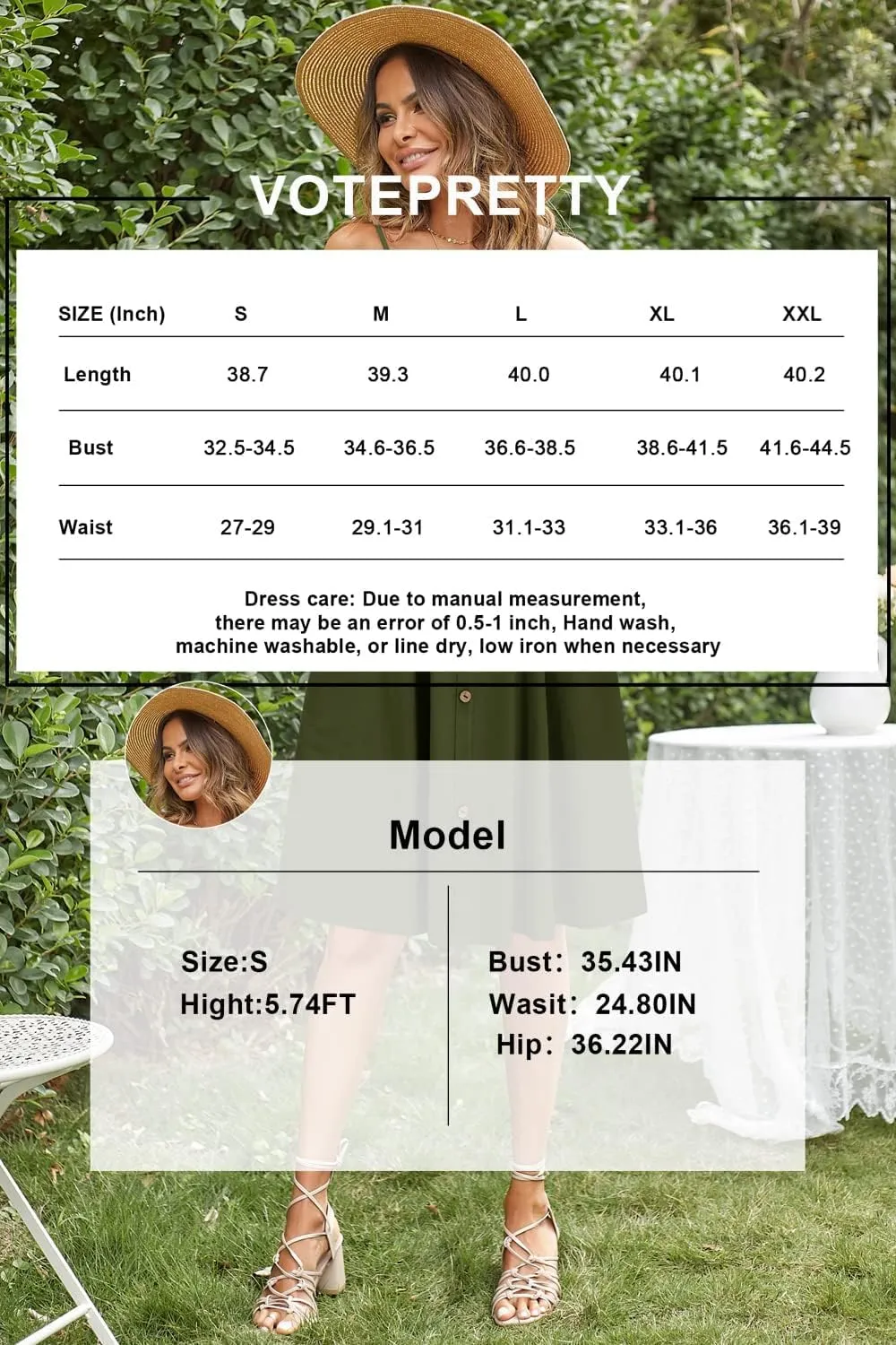 VOTEPRETTY Women's Summer Dresses Spring Sundresses Beach Clothes Outfit Vacation 2024 V Neck Casual Tropical Resort Hawaiian