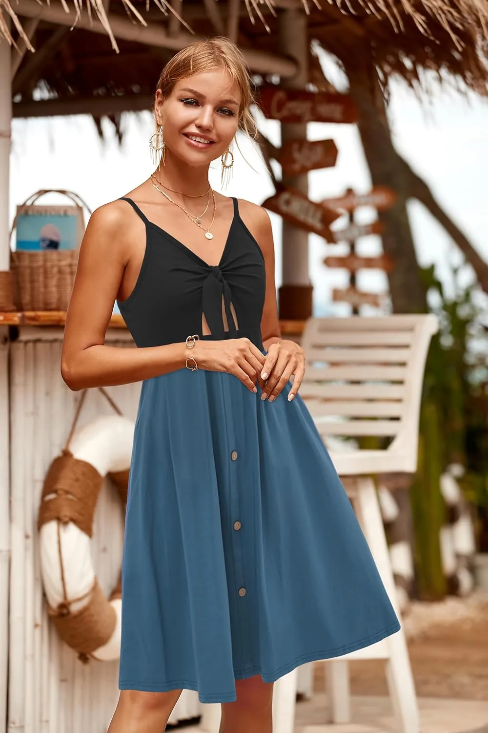 VOTEPRETTY Women's Summer Dresses Spring Sundresses Beach Clothes Outfit Vacation 2024 V Neck Casual Tropical Resort Hawaiian