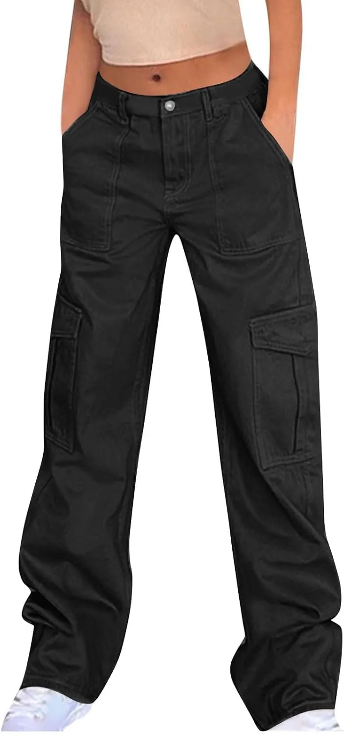 Wide Leg Cargo Sweatpants for Women Baggy Jogging Pants Soft Comfortable Pants Y2K Trendy Pants Outdoor with Pockets