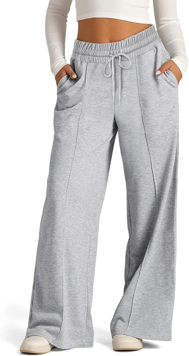 Wide Leg Lightweight Sweatpants Women Baggy Drawstring High Waisted Lounge Pants Comfy Loose Yoga Pants with Pockets
