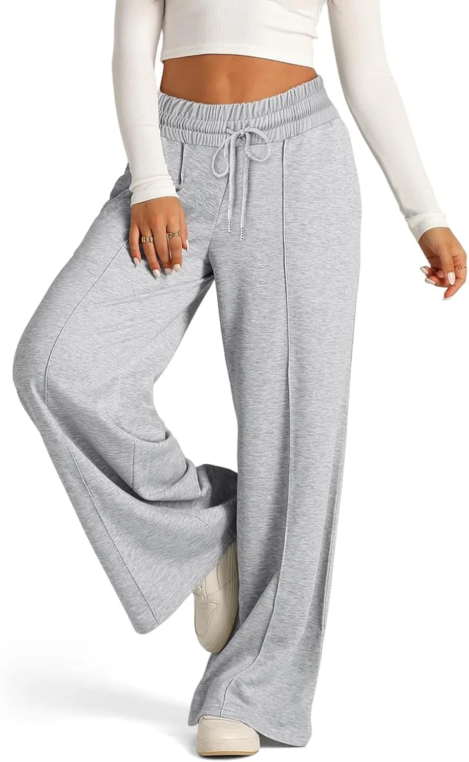 Wide Leg Lightweight Sweatpants Women Baggy Drawstring High Waisted Lounge Pants Comfy Loose Yoga Pants with Pockets