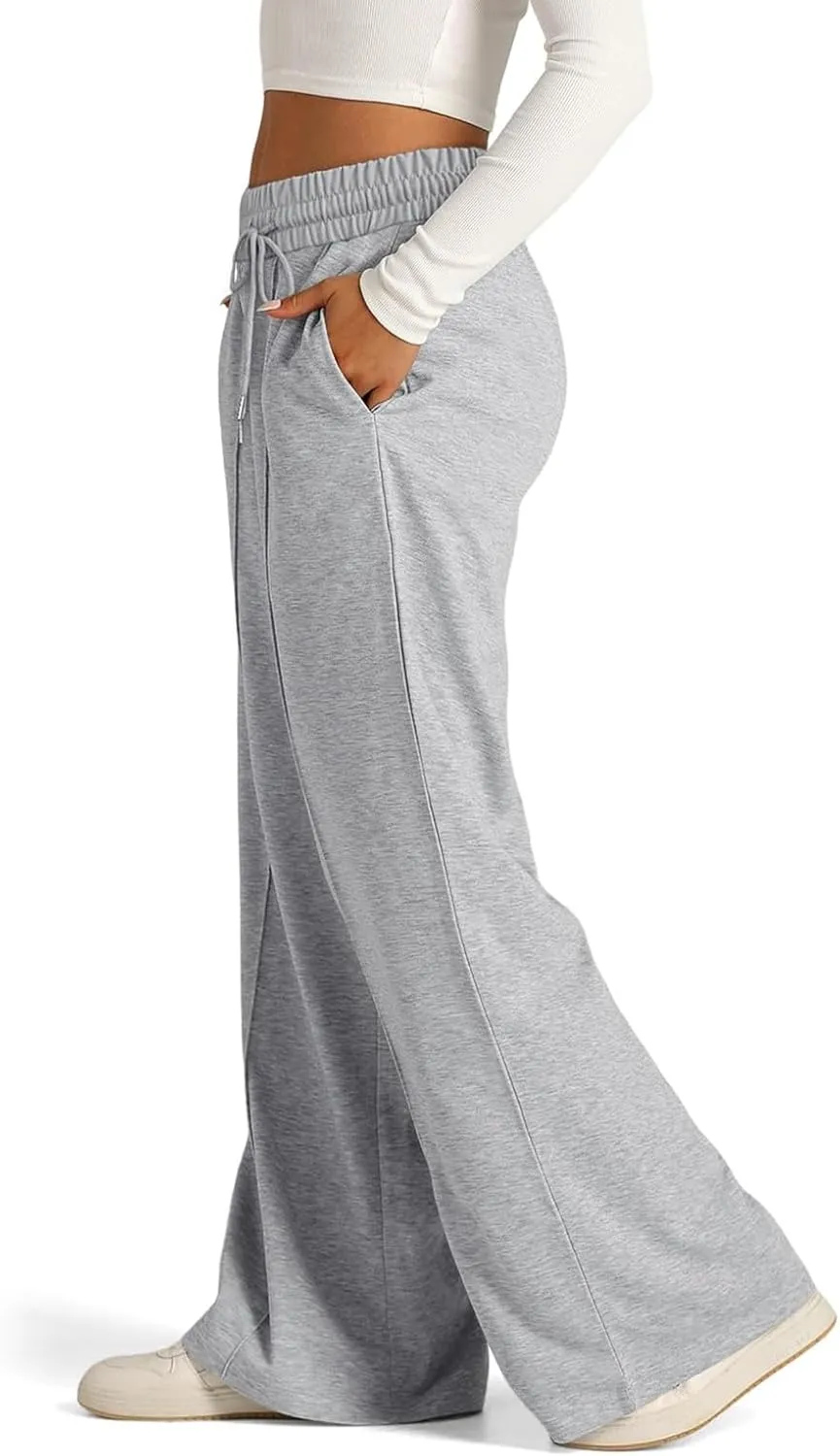 Wide Leg Lightweight Sweatpants Women Baggy Drawstring High Waisted Lounge Pants Comfy Loose Yoga Pants with Pockets
