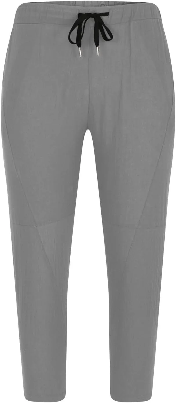 Wide Leg Pants for Men Baggy Casual Summer Beach Linen Pants Elastic Waist Travel Chinos Lounge Trousers with Pockets