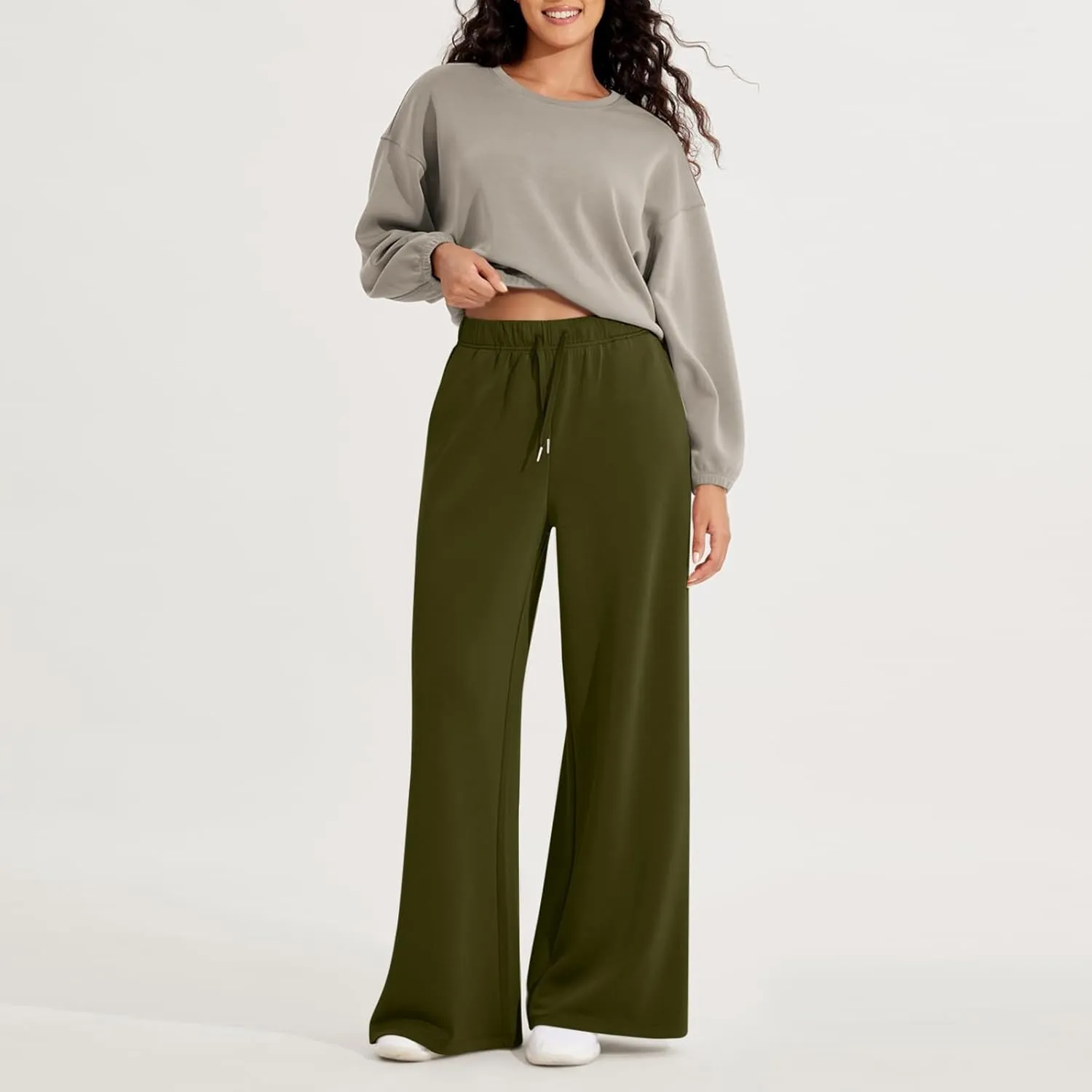 Wide Leg Sweatpants Women Baggy Joggers High Waisted Sweat Pants Lounge Straight Leg Pull on Jogger Pants with Pockets