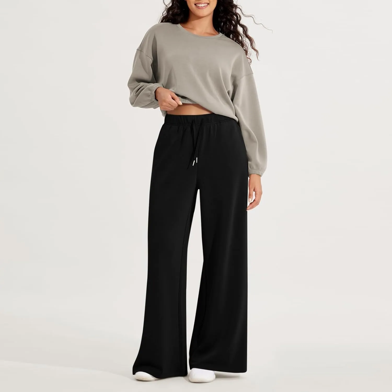 Wide Leg Sweatpants Women Baggy Joggers High Waisted Sweat Pants Lounge Straight Leg Pull on Jogger Pants with Pockets