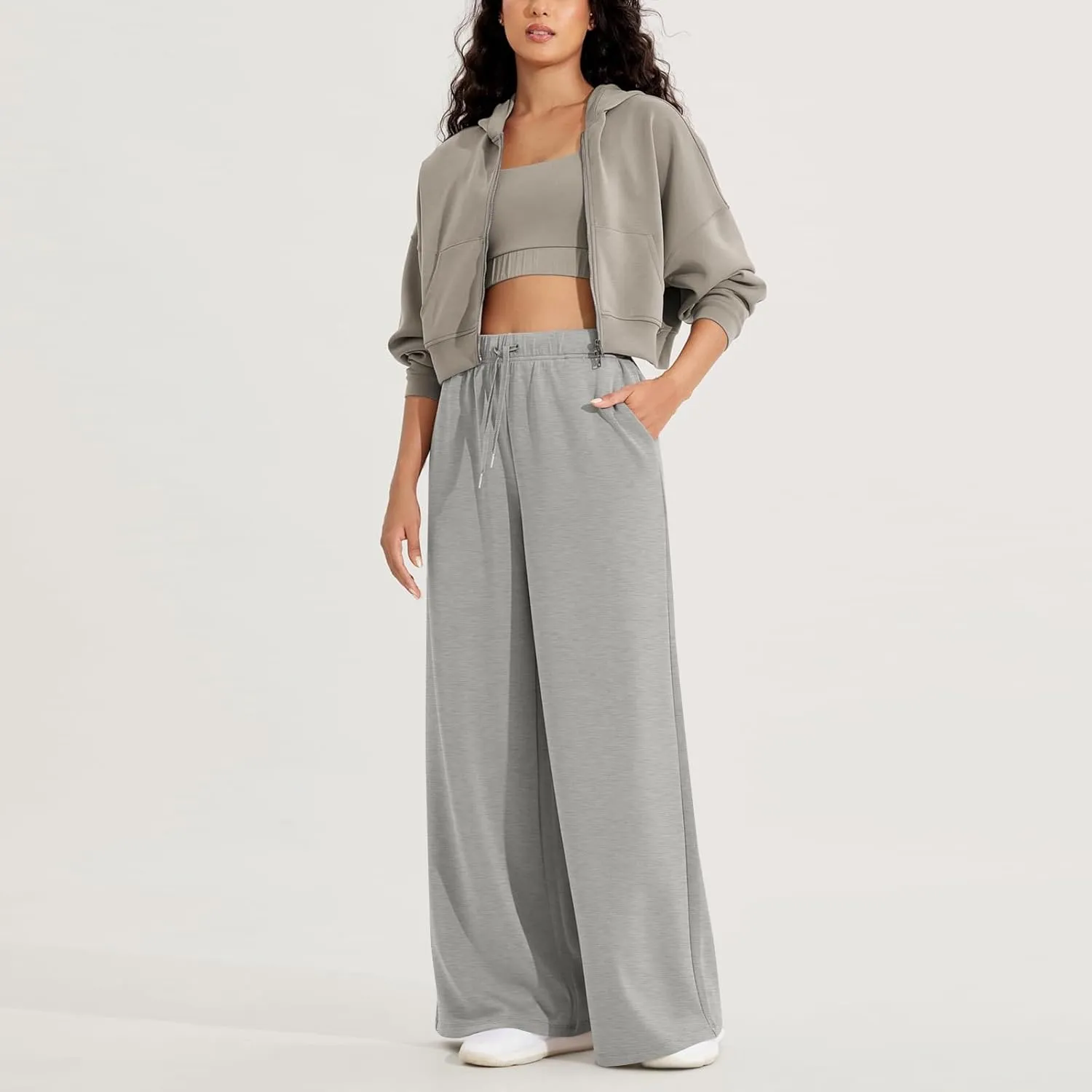 Wide Leg Sweatpants Women Baggy Joggers High Waisted Sweat Pants Lounge Straight Leg Pull on Jogger Pants with Pockets