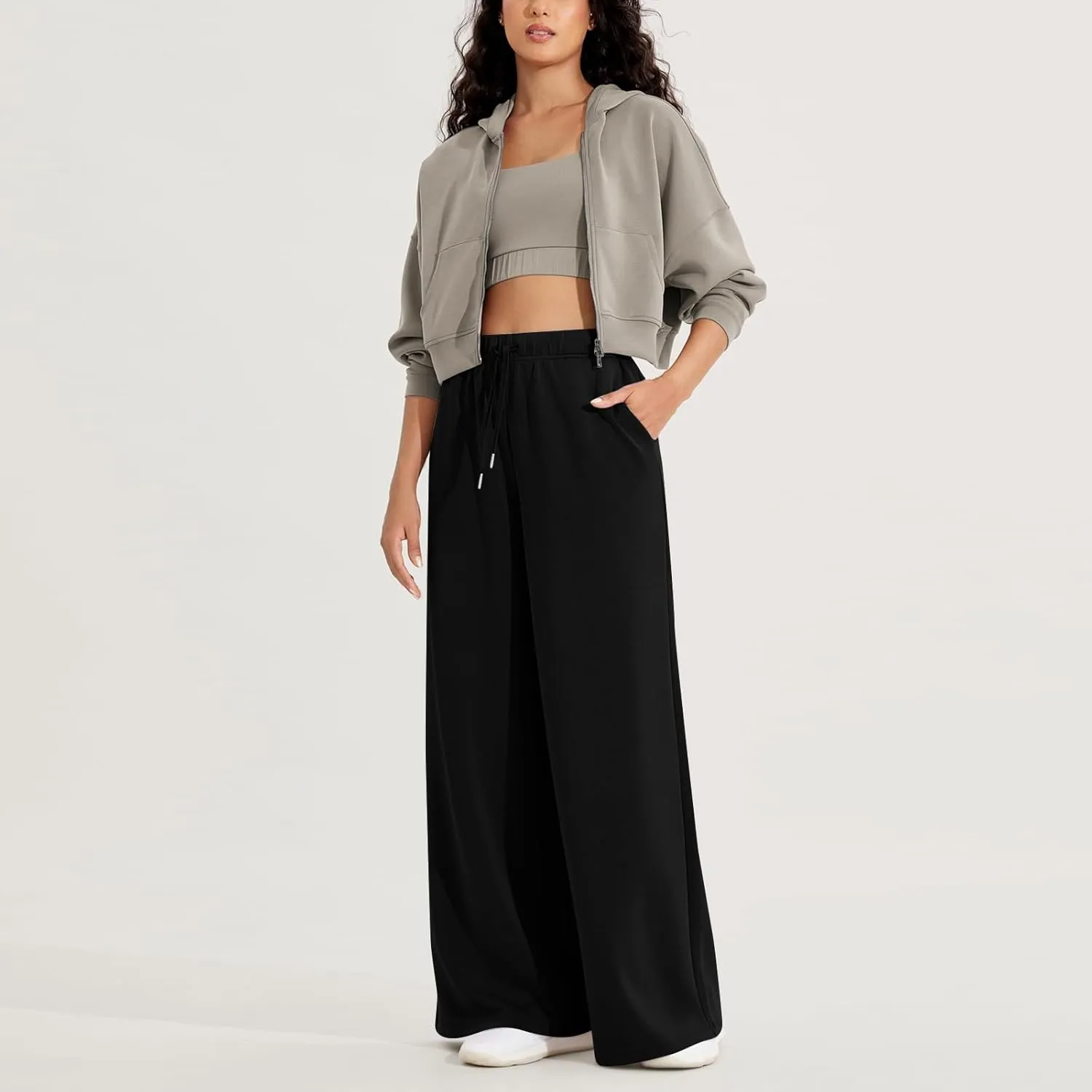 Wide Leg Sweatpants Women Baggy Joggers High Waisted Sweat Pants Lounge Straight Leg Pull on Jogger Pants with Pockets