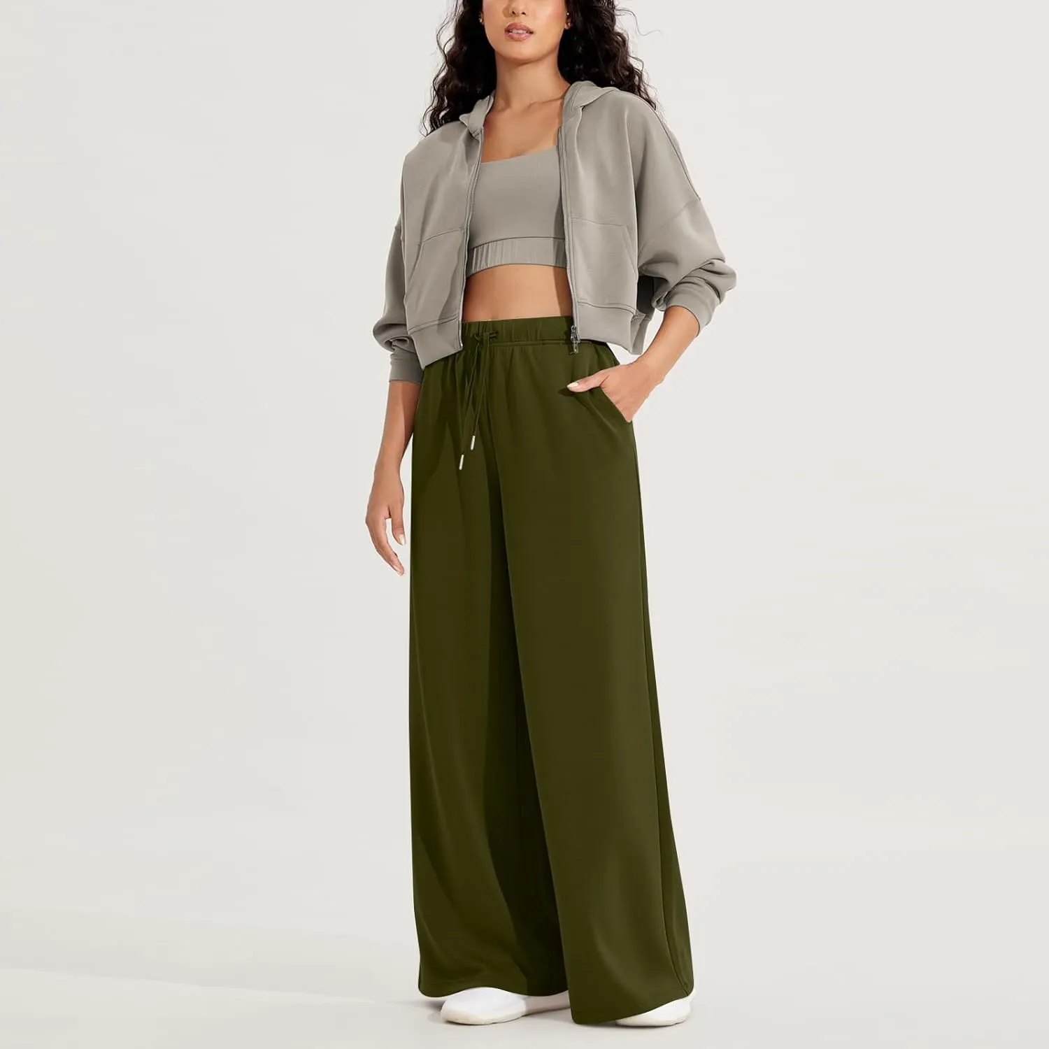 Wide Leg Sweatpants Women Baggy Joggers High Waisted Sweat Pants Lounge Straight Leg Pull on Jogger Pants with Pockets