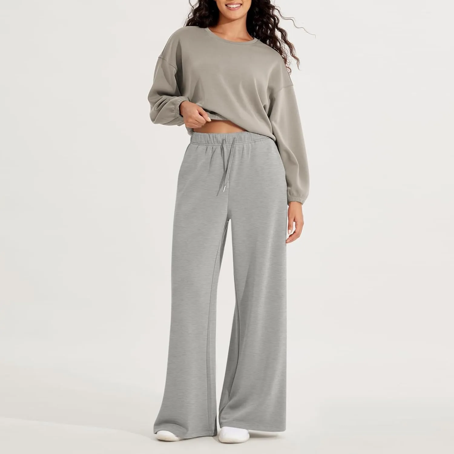 Wide Leg Sweatpants Women Baggy Joggers High Waisted Sweat Pants Lounge Straight Leg Pull on Jogger Pants with Pockets