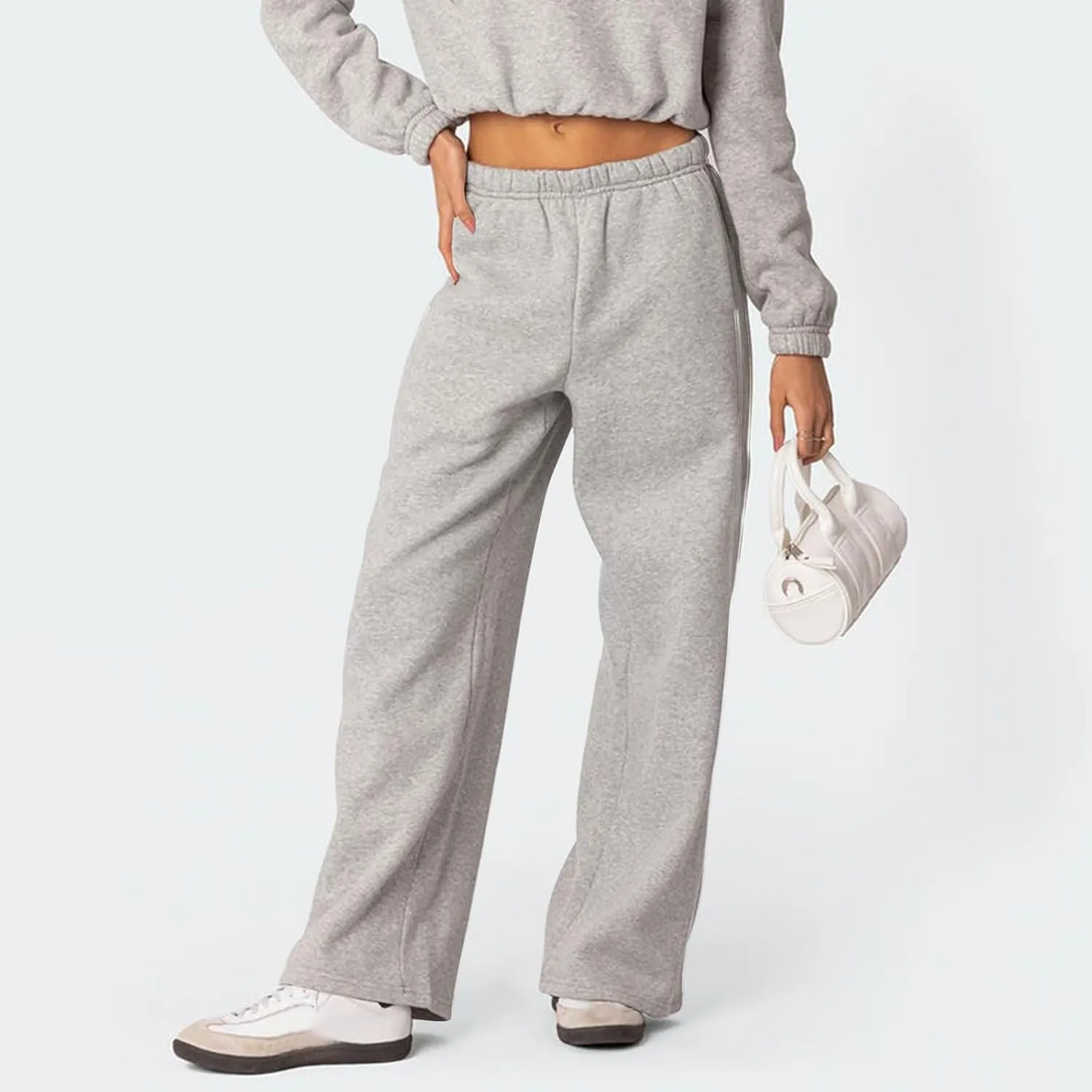 Wide Leg Sweatpants Women Baggy Y2k Low Rise Sweatpants Comfy Cotton Joggers Straight Leg Sweat Pants with Pockets