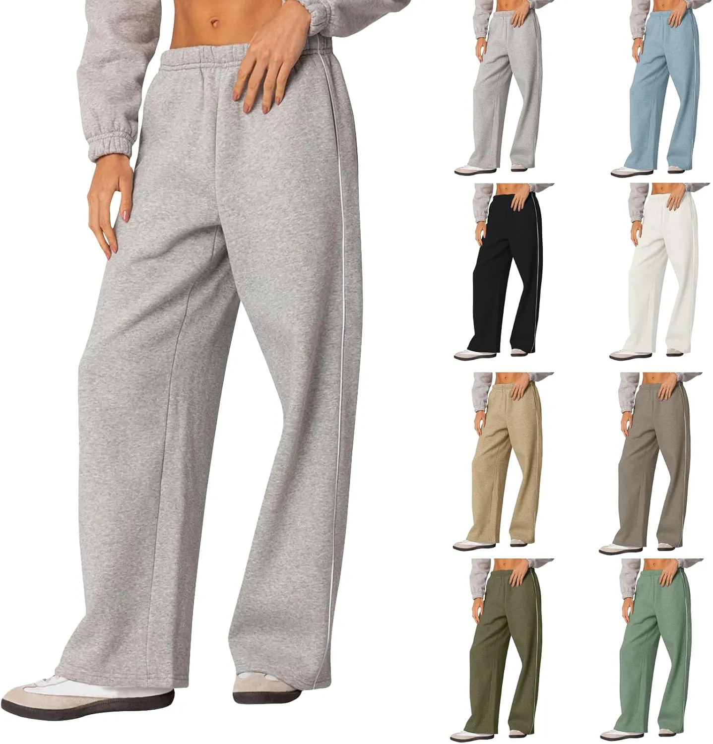 Wide Leg Sweatpants Women Baggy Y2k Low Rise Sweatpants Comfy Cotton Joggers Straight Leg Sweat Pants with Pockets