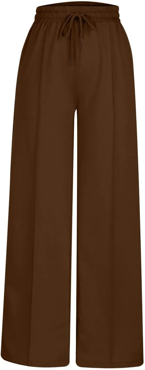 Wide Leg Sweatpants Women Oversized Elastic Drawstring Straight Pants Ladies Low Waisted Baggy Lounge Trousers Pocket