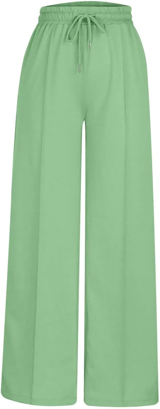 Wide Leg Sweatpants Women Oversized Elastic Drawstring Straight Pants Ladies Low Waisted Baggy Lounge Trousers Pocket