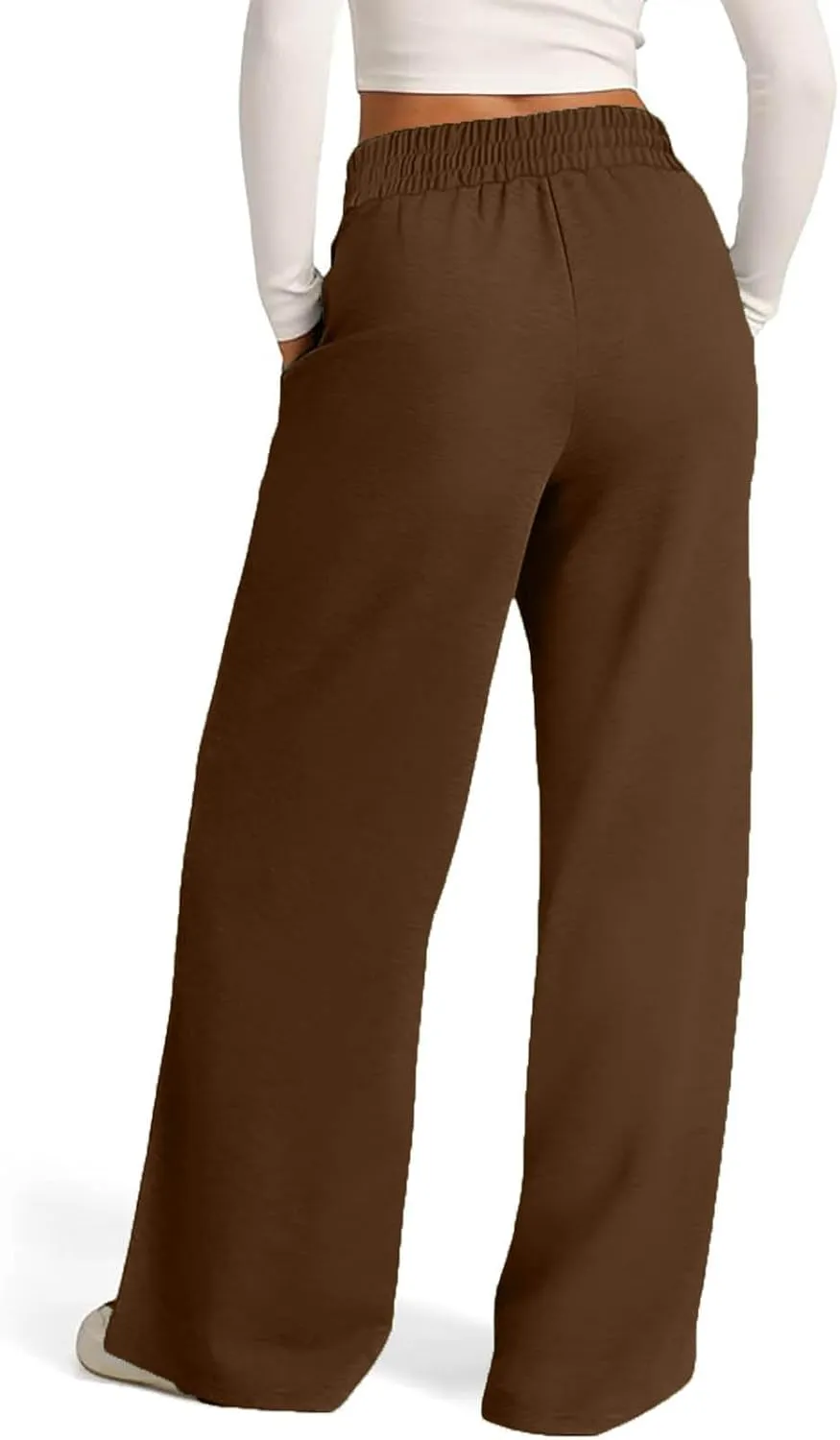 Wide Leg Sweatpants Women Oversized Elastic Drawstring Straight Pants Ladies Low Waisted Baggy Lounge Trousers Pocket