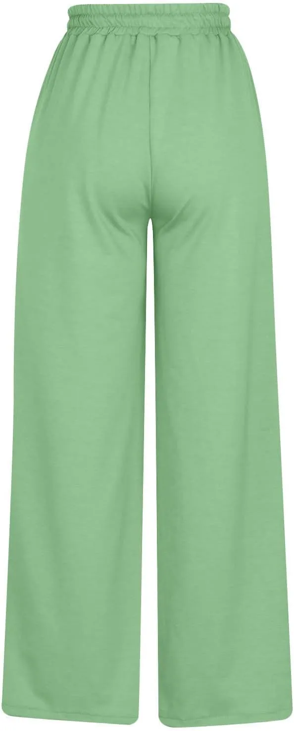 Wide Leg Sweatpants Women Oversized Elastic Drawstring Straight Pants Ladies Low Waisted Baggy Lounge Trousers Pocket