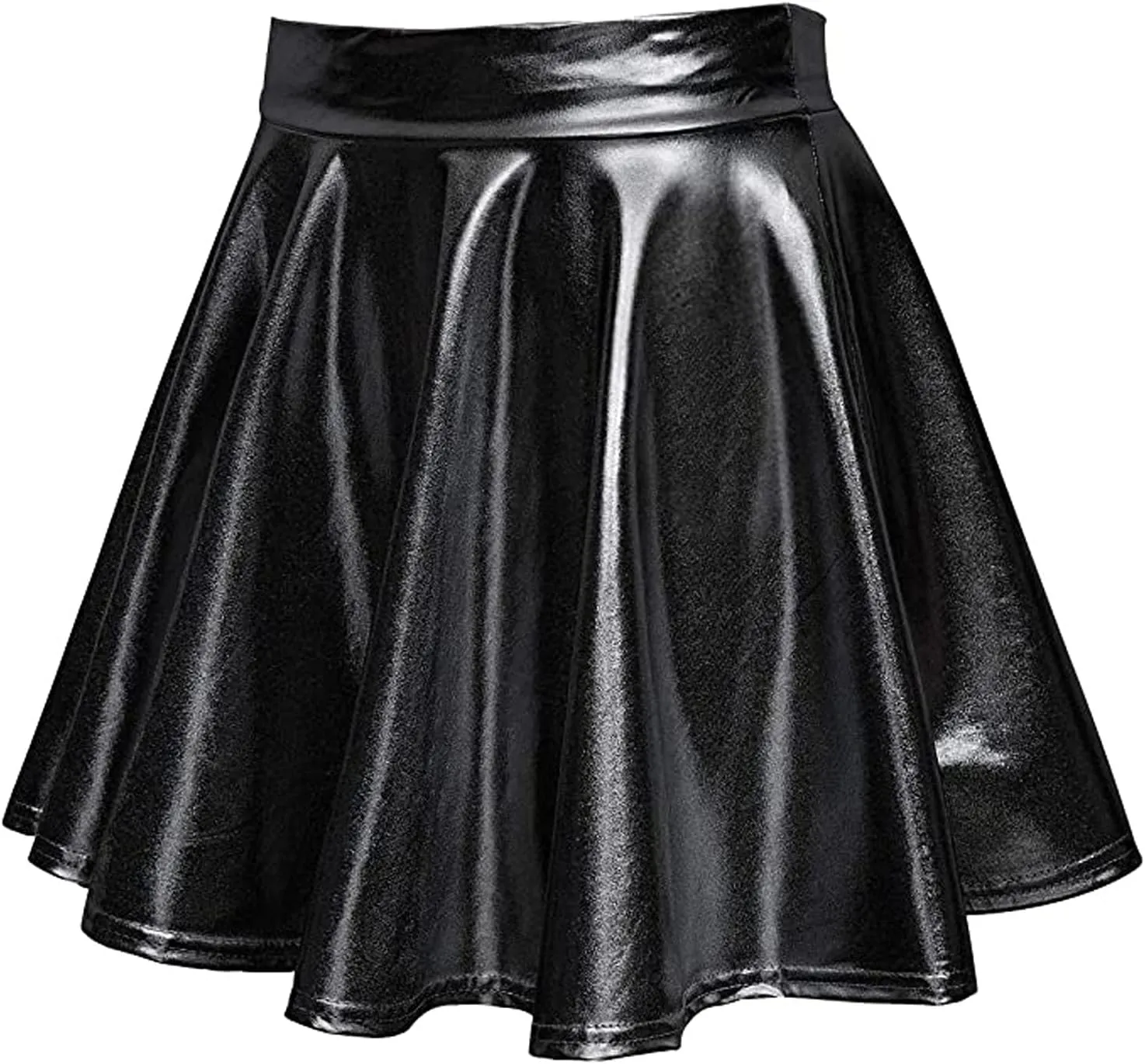 Womans Skirts Mini Casual Fashion Pleated Shiny Skirt A-Line Flared Women's Skirt High Waisted Teen Girls Mini