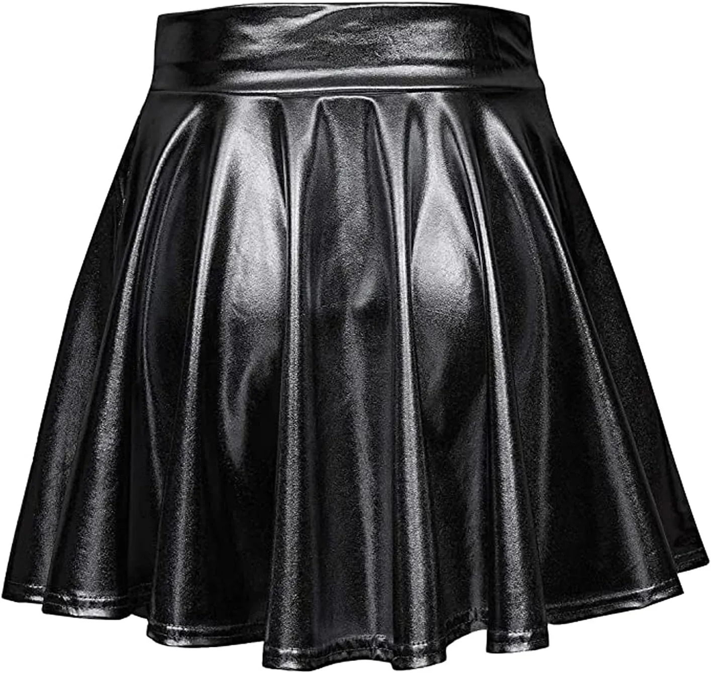 Womans Skirts Mini Casual Fashion Pleated Shiny Skirt A-Line Flared Women's Skirt High Waisted Teen Girls Mini