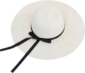 Women Big Brim Straw Hat Sun Floppy Wide Brim Hats Bowknot Folding Beach Cap Big Brimmed Hat Men