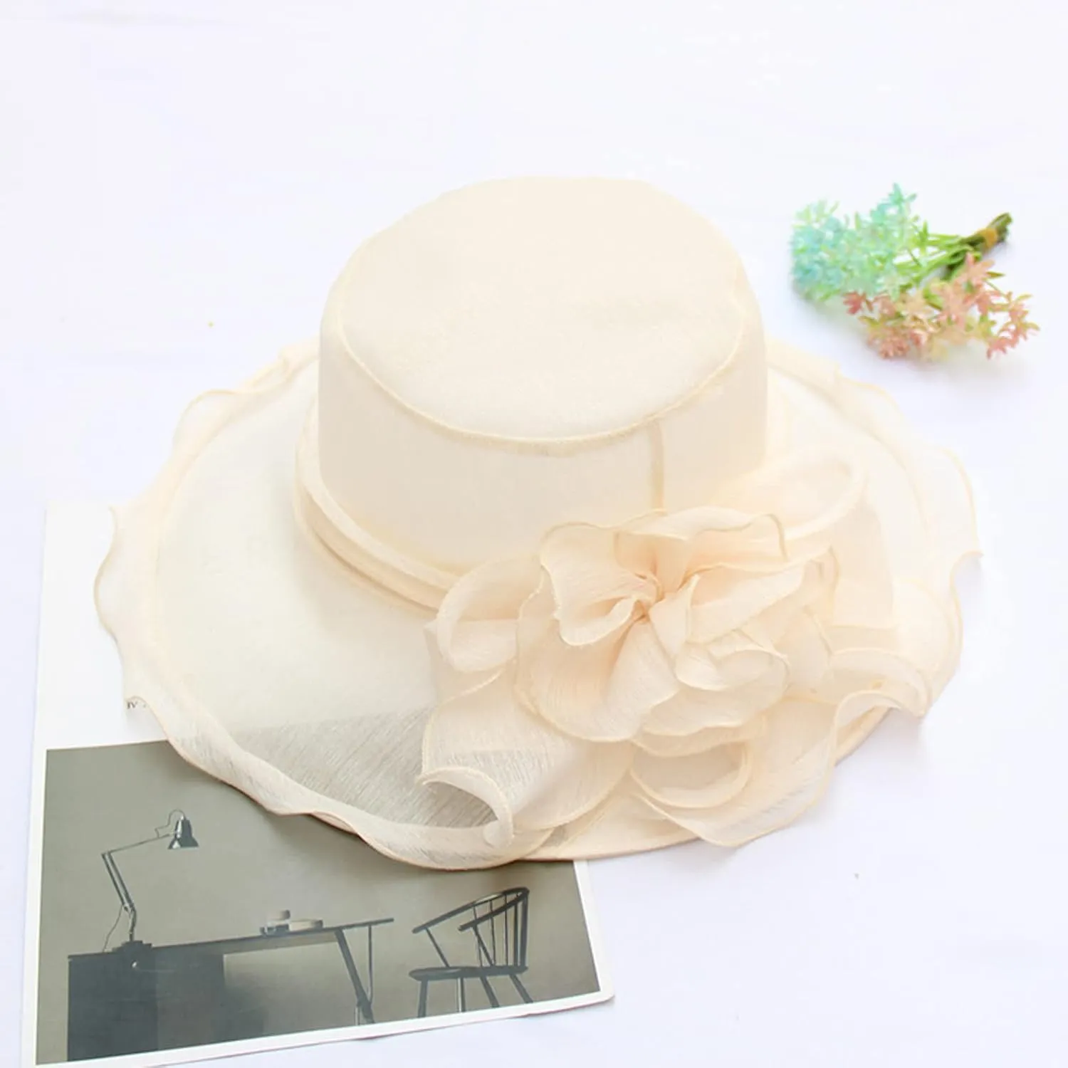 Women Derby Church Hat Fascinator Hat Wide Brim Sun Bucket Hat Kentucky Church Derby Hat Party Bridal Dress Hat