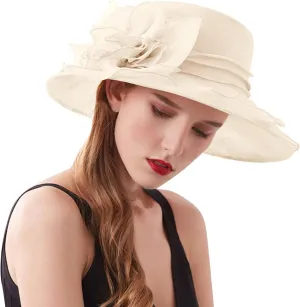 Women Derby Church Hat Fascinator Hat Wide Brim Sun Bucket Hat Kentucky Church Derby Hat Party Bridal Dress Hat